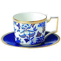 Xícara e Pires, Elegância e Sofisticação em Sua Mesa com Capacidade de 220mL e Material de Porcelana, Wedgwood, Branco e Azul Royal