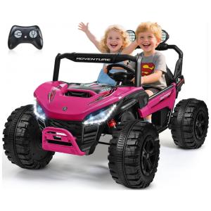 Carro Elétrico Infantil ANPABO Rosa 24V 2 Lugares 4 Motores 200W Suspensão Rainbow LED Controle Bluetooth 5.1km/h