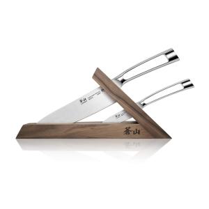 Conjunto de Facas em Aço Inoxidável com Bloco de Bancada, 3 Peças, CANGSHAN 1021264, Prateado