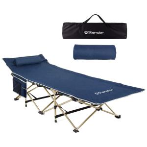 Cama Acampamento, Camping Dobrável Portátil, até 230 kg, SLENDOR, Azul