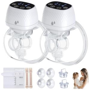 Bomba Tira Leite Elétrica Portátil com 3 Modos, 9 Níveis de Sucção, Bateria Durável e Tela Digital, 2 Unidades, 110V, ASAHINA S12