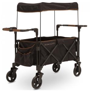 Carrinho de Passeio para 2 Crianças Multifuncional com Porta Objeto, até 50 kg, Delta Children, Preto e Marrom
