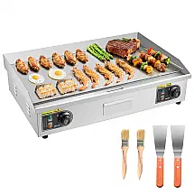 Chapa Elétrica Comercial VEVOR 72x40cm 2800W 50°C a 300°C Inox Sem PFOA 110V