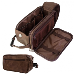 Necessaire Masculina de Couro, PAVILIA, Marrom Escuro