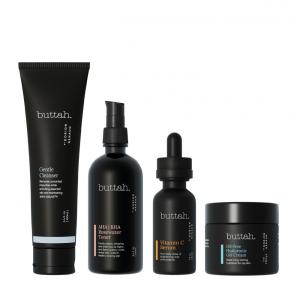 Buttah Kit Skincare para Homens Rico em Melanina com Gel, Óleo, Tonico e Vitamina C em Soro