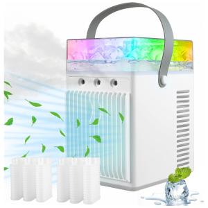 Climatizador Portátil 4 em 1 com 3 Velocidades e Recarregável por USB, HouGariee CL08, Branco