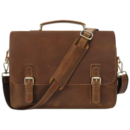 Bolsa, Pasta de Couro para Laptop Masculina, JACKCHRIS, Marrom