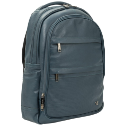 Mochila Masculina de Couro para Laptop, VELEZ, Azul