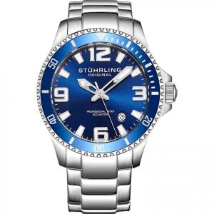 Relogio Masculino de Aço Inox.Sport Dive Mergulho 200M, Stuhrling, Prata