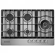 Cooktop a gás 76cm Empava inox 5 queimadores SABAF selados 57500BTU dual fuel GN/GLP ignição por ionização 110V