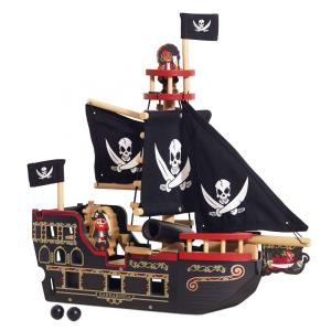 Navio Pirata de Madeira Barbarossa Brinquedo Premium para Crianças de 3 Anos ou Mais, Le Toy Van, Preto