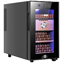 Umidor para Charutos Elétrico 23L com Higrômetro, Controle de Temperatura, Prateleiras e Gaveta em Madeira de Cedro Espanhol, 110V