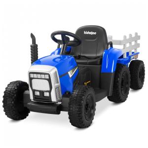 Trator Elétrico Infantil com Pneus de EVA, Motores Duplos de 35W, Controle Remoto, 3 Marchas e Luzes de LED, 12V, Kidzone, Azul