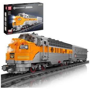 Kit de Construção Locomotiva com 1541 Peças e Controle Remoto para Crianças Acima de 14 Anos, Mold King, Cinza e Laranja