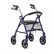 Andador Adulto Idoso com Apoio de Braço, Assento Acolchoado e Cesto, Suporta até 136 kg, Roxo, MEDLINE MDS86860EBS8, Violeta