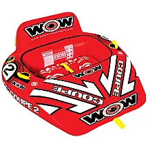 Boia Inflável Rebocável para 3 Pessoas WOW SPORTS Vermelha, Resistente e Segura, 3,5 m