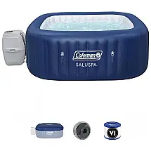 Spa Inflável Hidromassagem para 6 Pessoas com 140 Jatos e Tampa, Coleman 90454 Atlantis, Azul
