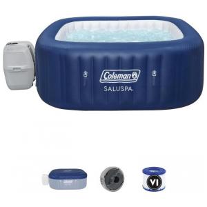 Spa Inflável Hidromassagem para 6 Pessoas com 140 Jatos e Tampa, Coleman 90454 Atlantis, Azul