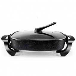 Churrasqueira Grill Elétrica até 8 Porções em Aço Inoxidável, 110V 1600W, HHWKSJ, Preta