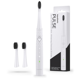 Pulse Escova de Dentes Elétrica Ultra Branqueadora a Carvão Ativado com 3 Modos Inteligentes, AQUASONIC, Branco