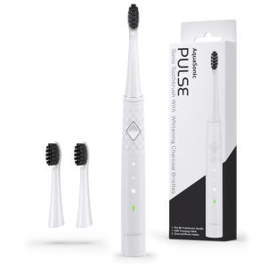 Pulse Escova de Dentes Elétrica Ultra Branqueadora a Carvão Ativado com 3 Modos Inteligentes, AQUASONIC, Branco