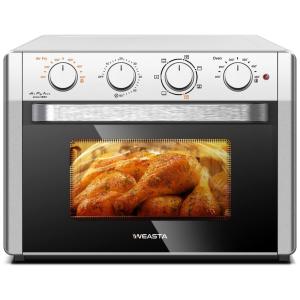 Forno Elétrico de Bancada 23 Litros 7 em 1 com Função Air Fryer e 4 Acessórios, 110V 1500W, WEESTA, Prata