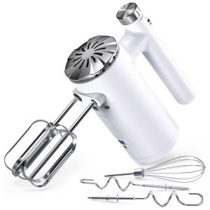 Hand Mixer Batedeira de Mão com 5 Velocidades e Acdessórios, Aço Inoxidável, 500W, Branca, 110v, SARABAYA, Branco