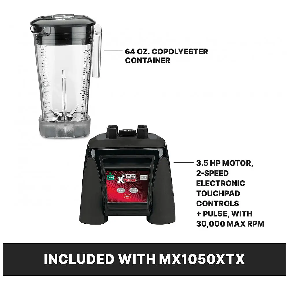Liquidificador Comercial Waring MX1050XTX 3,5 HP, Painel Digital, Recipiente Copoliéster 1,89 L, 2 Velocidades e Pulsar, Preto, 110V — foto 3