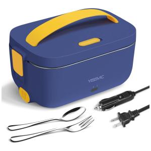 YISSVIC Marmita Elétrica 3 em 1 Portátil 1.5L com Divisórias, 24, 12V, 110V 40W, Azul