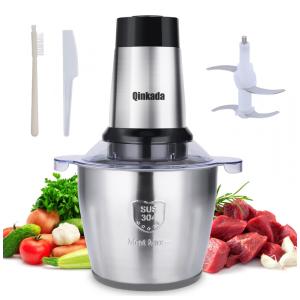 Processador de Alimentos Multifuncional 3,5 Litros com 3 Velocidades e 4 Lâminas Afiadas, 110V 500W, Qinkada, Prata