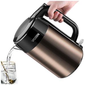 Chaleira Elétrica de 1.7L, Aço Inoxidável, 1500W, 110v, VOSEN, Caramelo