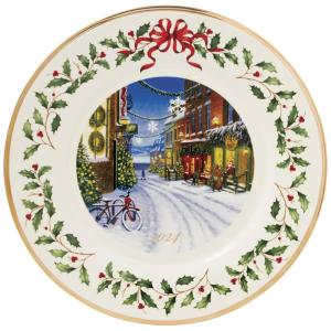 Prato Raso Natal de 27 cm, Elegância e Sofisticação em Sua Mesa com Formato Redondo e Material de Porcelana, LENOX