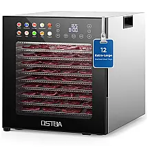 Desidratador de Alimentos OSTBA Prateado e Preto 12 Bandejas Aço Inoxidável 850W 120V