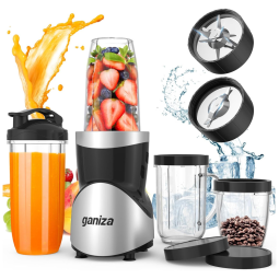 Liquidificador para Vitaminas 710mL com Acessórios e Livro de Receita, 110V 900W, Ganiza, Preto