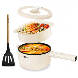 Panela Elétrica Dezin, 2 Litros Antiaderente, Cozinheira Rápida para Macarrão, Steak, Ovo, Arroz Frito, Ramen, Aveia, Sopa com Ajuste de