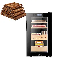 Humidor de Charutos Elétrico Koyike 46L com 200 Lugares Temperatura e Umidade Controladas