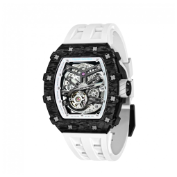Relógio Masculino Analógico Automático Mecânico a Prova dÁgua 50M com Pulseira de Silicone, TSAR BOMBA TB8208SGLZ, Branco e Preto