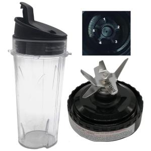 Copo para Liquidificador de 473 mL com Lâmina para Ninja Fit e Ninja 2 em 1, 1 Unidade, JOYSTAR, Preto