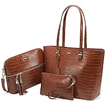 LOVEVOOK Conjunto de Bolsas de Ombro em Couro Sintético, 3 Unidades, Marrom