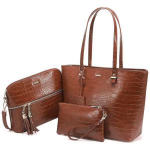 LOVEVOOK Conjunto de Bolsas de Ombro em Couro Sintético, 3 Unidades, Marrom