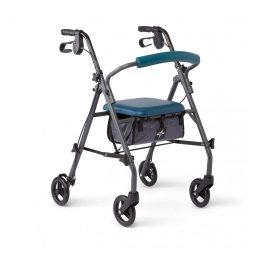 Andador Adulto Idoso com Apoio de Braço, Assento Acolchoado e Cesto, Suporta até 158 Quilos, MEDLINE MDS86850ESAB, Azul