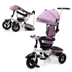 Triciclo Infantil Dobrável 7 em 1 com Alça e Capota Ajustáveis, Assento Reversível, Cinto de Segurança, Pedal Dobrável