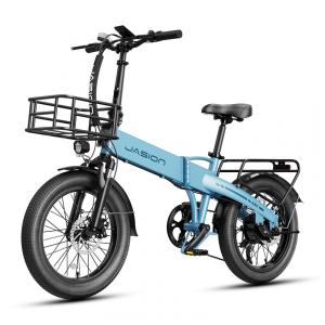 Bicicleta Elétrica Dobrável Jasion EB6 Azul 1000W Bateria Embutida Removível 48V 375Wh Pneus 20" Fat Tire 7 Marchas 110V