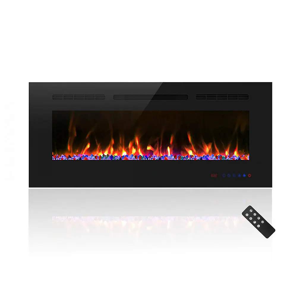 Lareira Elétrica Cheerway 107x45cm 1500W 13 Cores Chamas Touch WiFi Embutir 110V