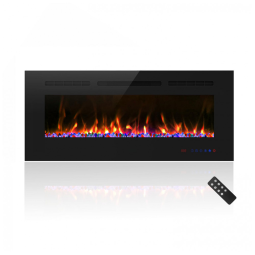 Lareira Elétrica de Embutir A45x106L com Controle Remoto e Digital, Luz LED, Chamas Multicolorida e Temporizador, 1500W, 110v