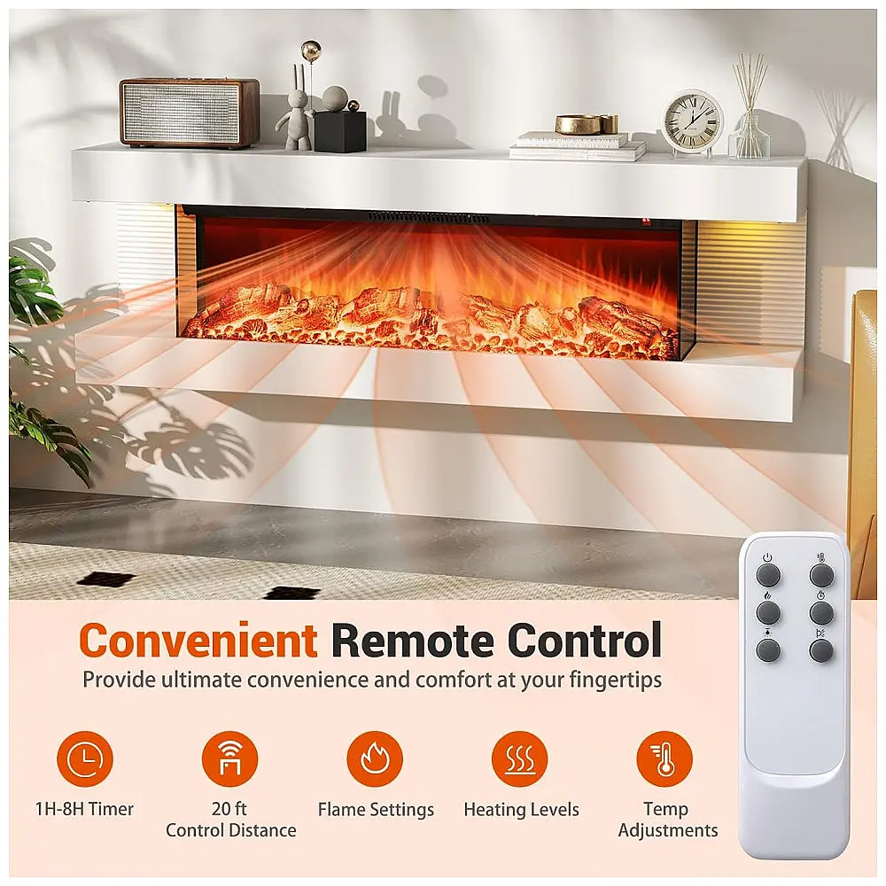Lareira Elétrica SIMOE 127x42cm 1500W 3 Faces Chamas 12 Cores Parede 110V — foto 3