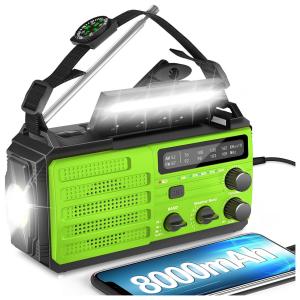 Rádio AM FM WB e NOAA 2000mAh Com Bateria Solar ou Manivela de Recarga USB Alarme SOS