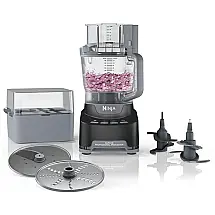 Processador de Alimentos 4 em 1 com 2 Lâminas, 2 Discos até 12 Xícaras Ninja NF705BRN, 110V 1200W, Preto