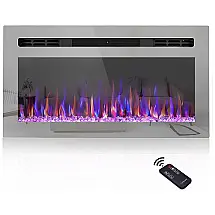 Lareira Elétrica de Embutir A43x109L com Controle Remoto e Temporizador, 110V, OOIIOR, Espellho