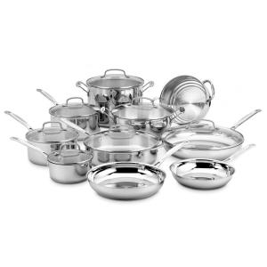 Conjunto de Panelas e Frigideiras de Aço Inoxidável, 17 Peças, CUISINART 77 17N, Prateado